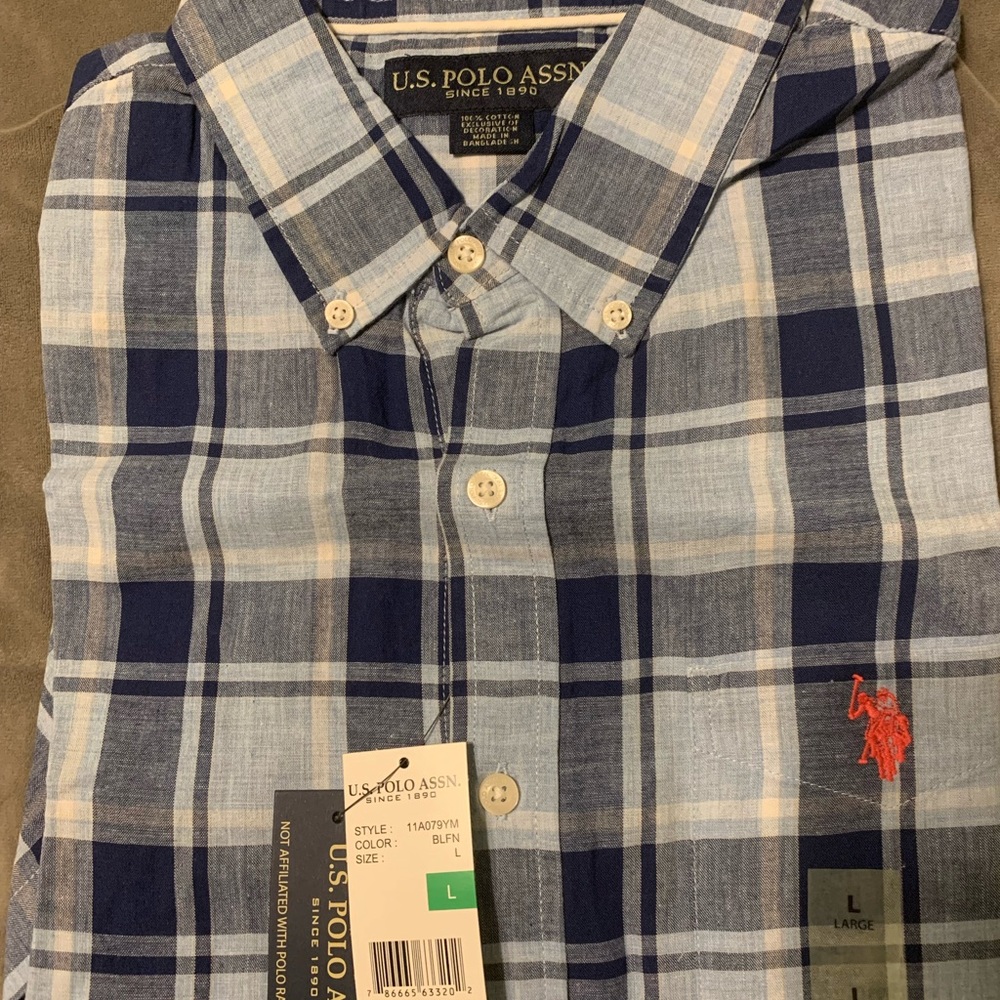 U. S. POLO ASSN. Large Short Sleeve Plaid Shirt